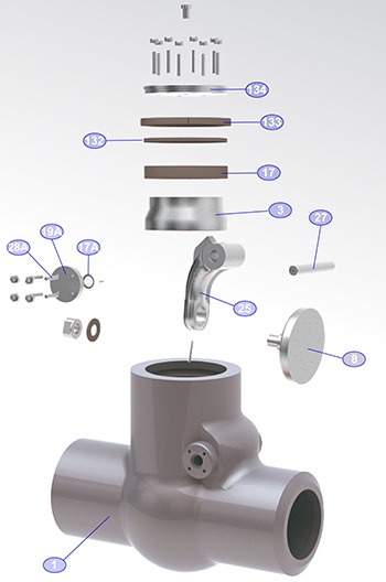 止回閥的材料,關鍵零件 止回閥裝配圖